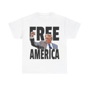 FREE AMERICA, Free Trump, Unisex Heavy Cotton Tee